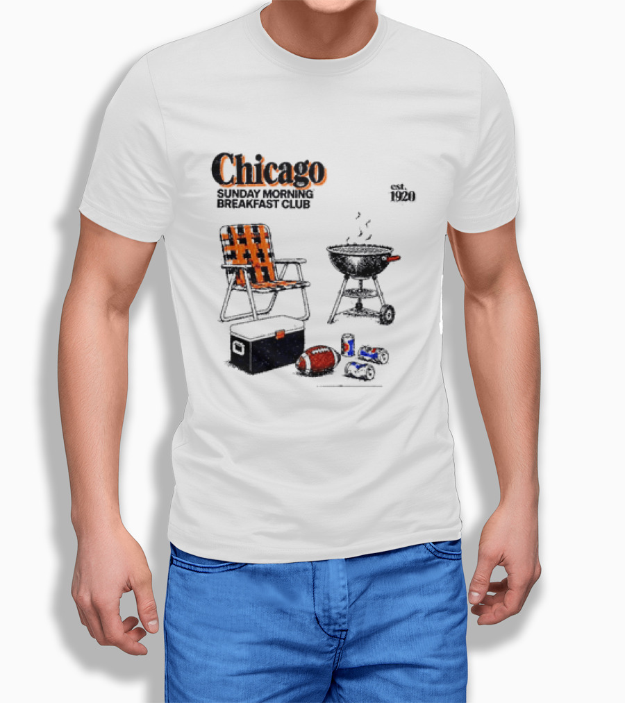 Chicago Sunday Morning Breakfast Club Tailgate Football Game Day Essentials T-Shirt