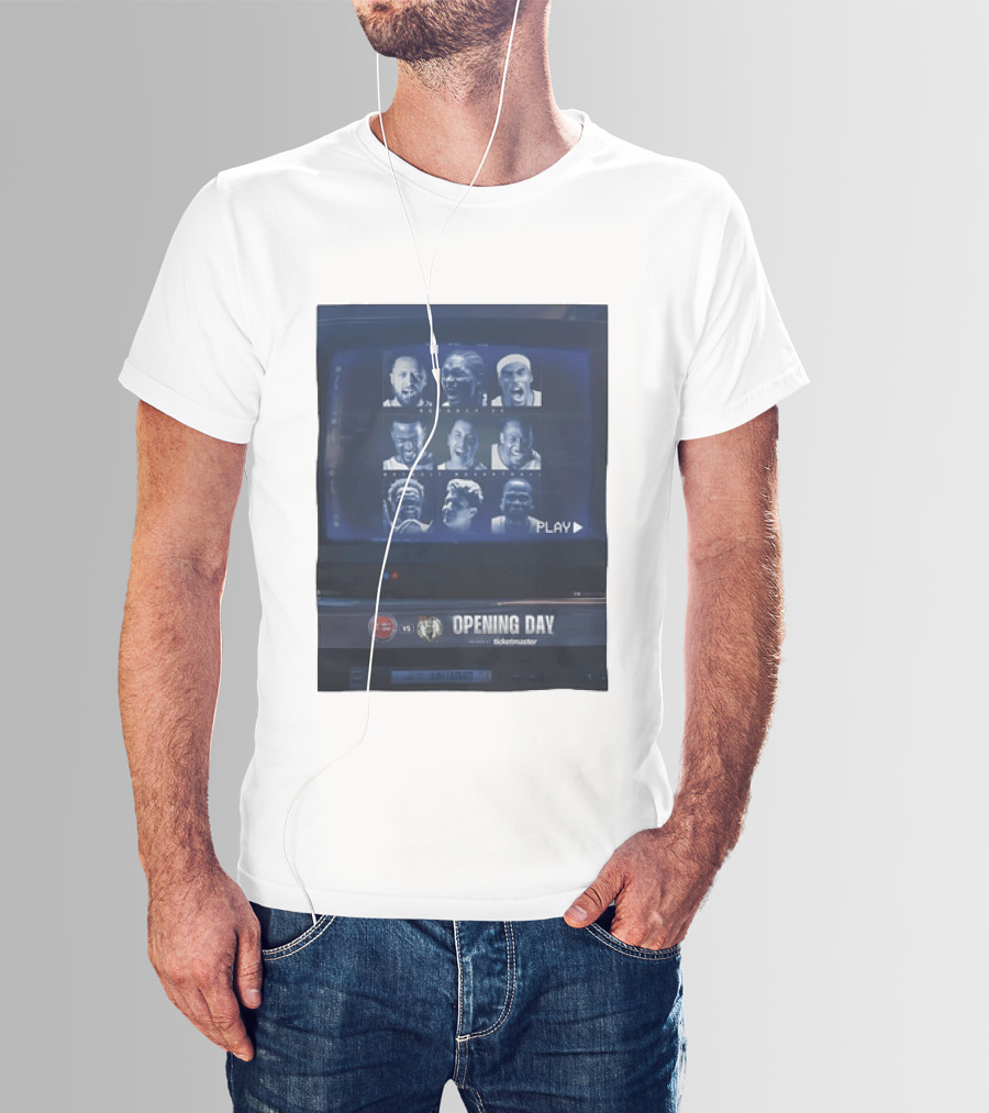 Detroit Pistons Vs Boston Celtics NBA 2026 Opening Day October 20 Ticketmaster CRT TV Play T-Shirt