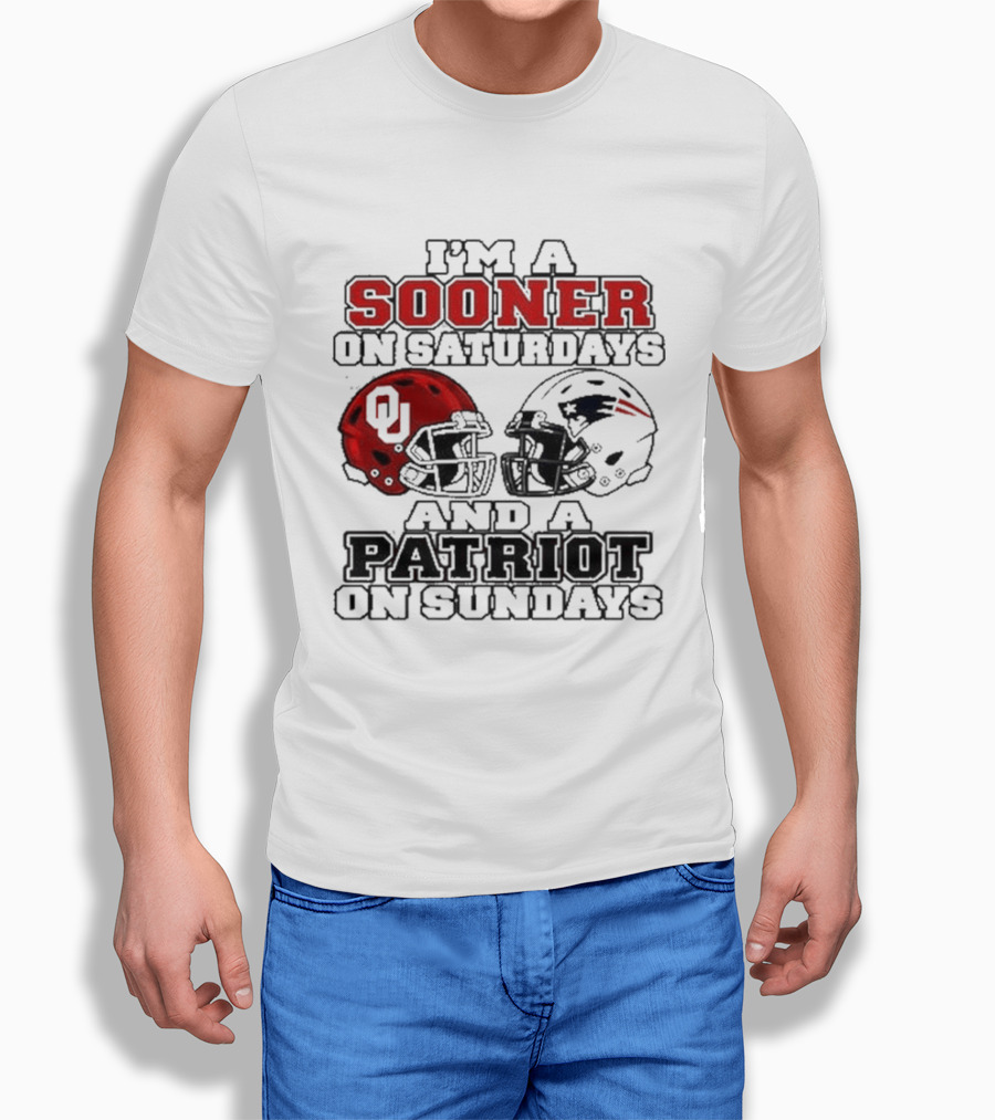 I'm A Sooner On Saturdays And A Patriot On Sundays Football Helmets T-Shirt