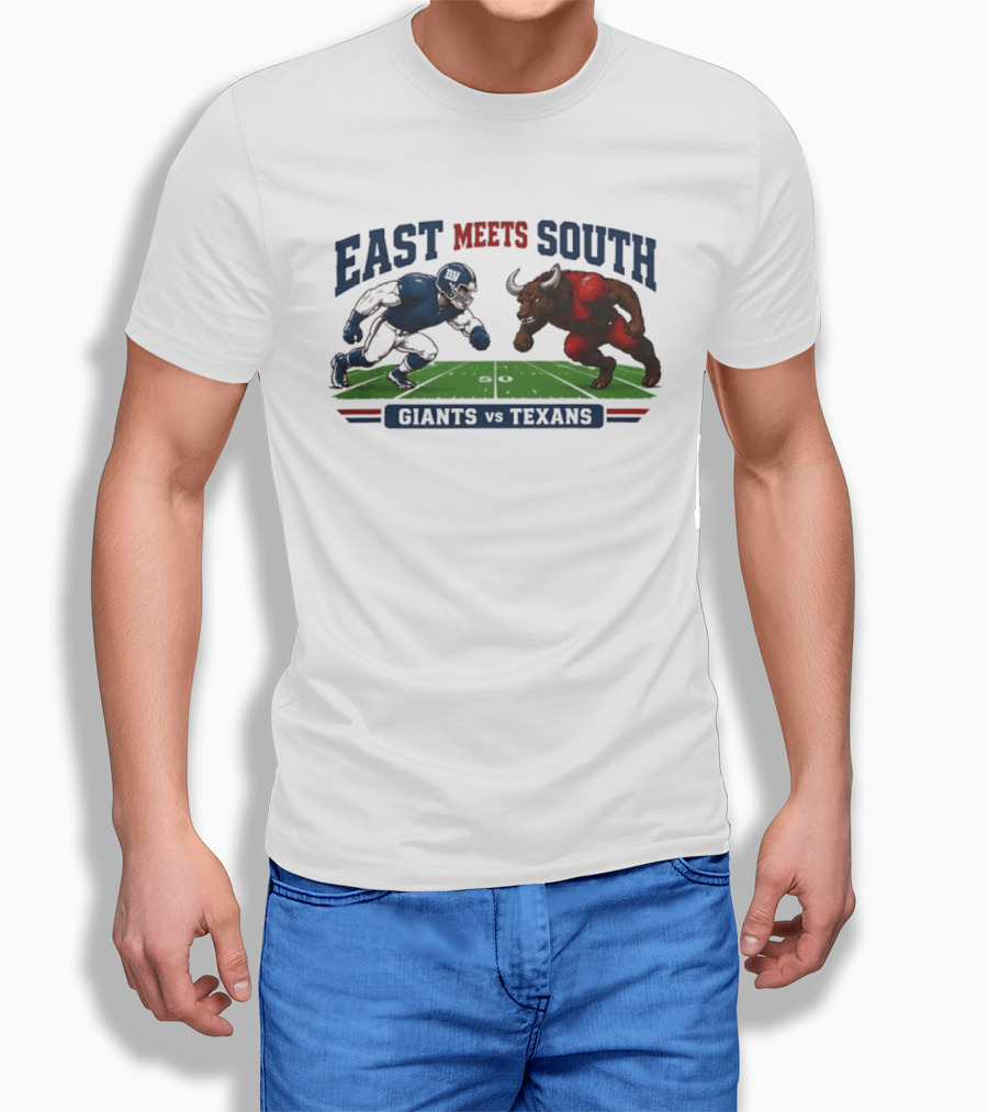 New York Giants Vs Houston Texans East Meets South Football Rivalry Game Day T-Shirt