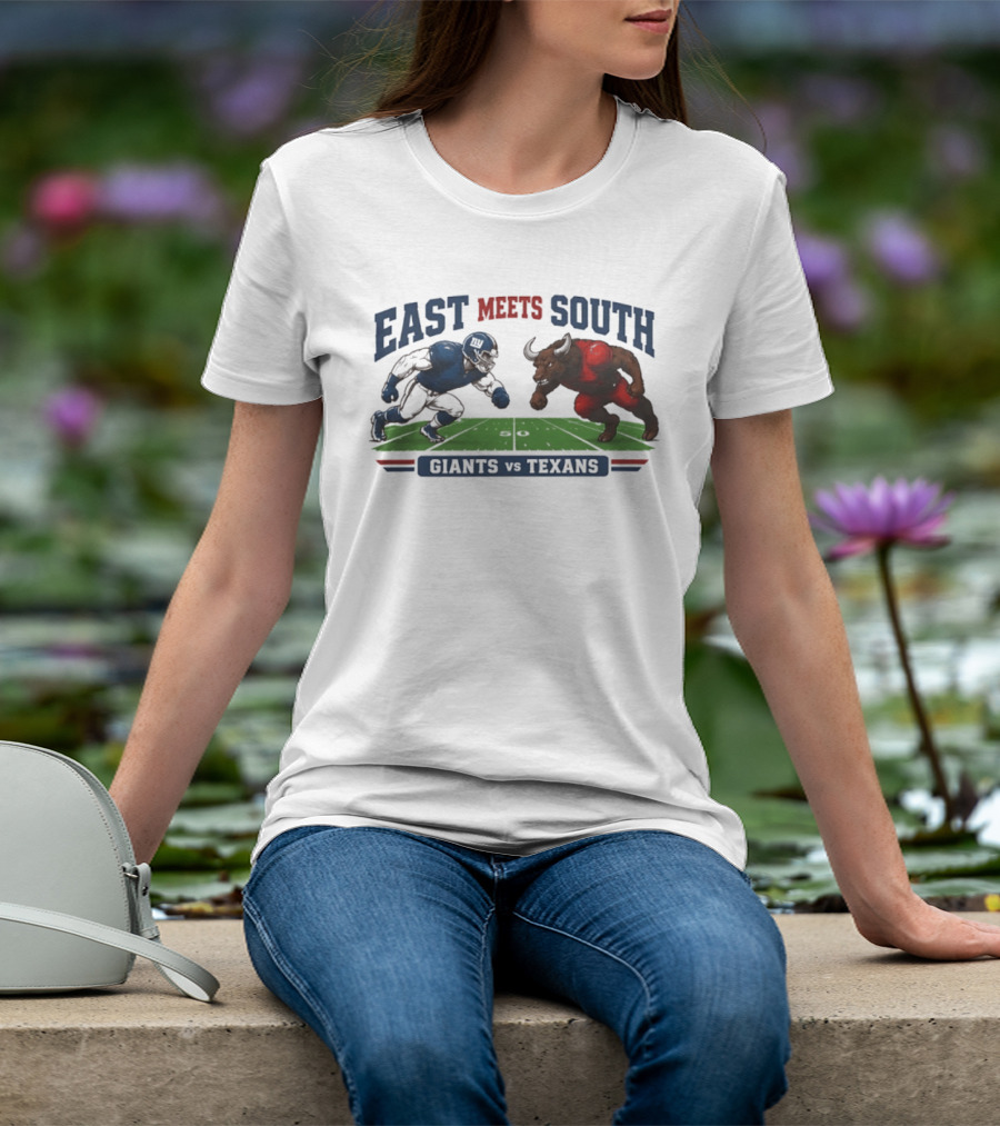 New York Giants Vs Houston Texans East Meets South Football Rivalry Game Day T-Shirt