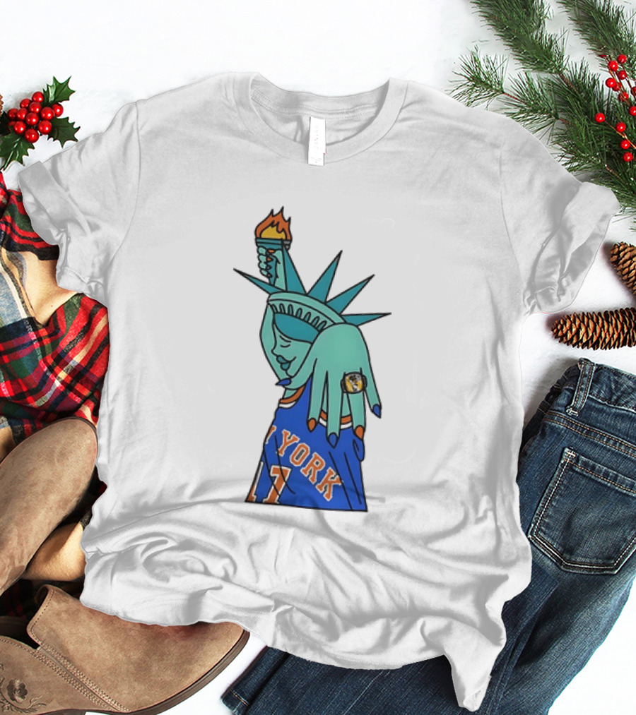 New York Knicks Statue Of Liberty 11 Rings NBA 2026 T-Shirt