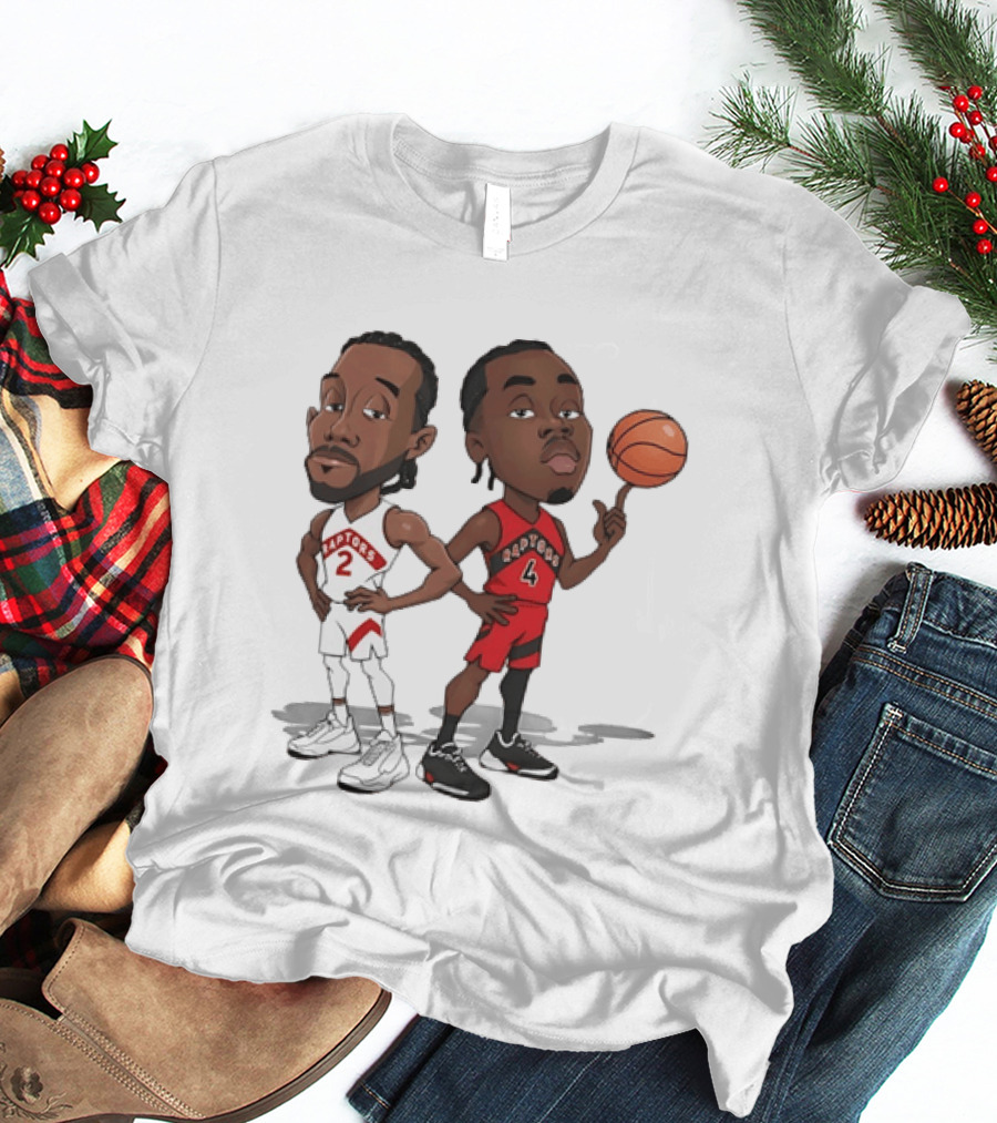 Toronto Raptors 2 Kawhi Leonard 4 Scottie Barnes Caricature Basketball T-Shirt
