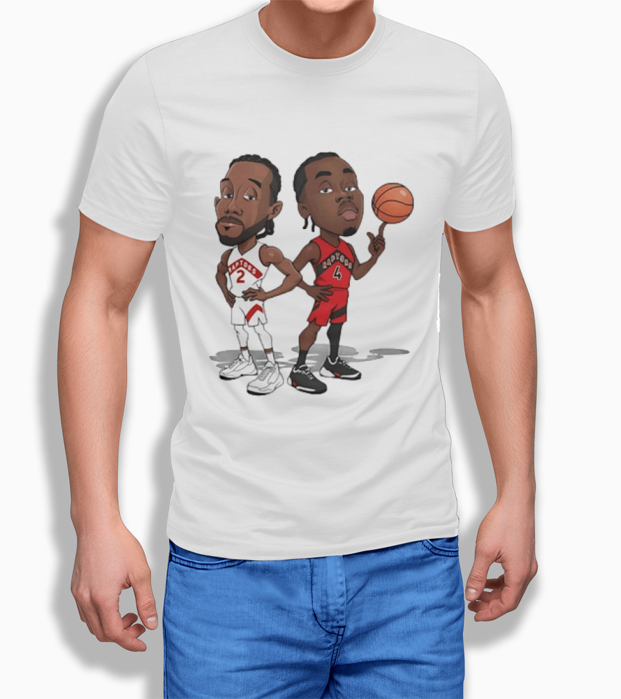Toronto Raptors 2 Kawhi Leonard 4 Scottie Barnes Caricature Basketball T-Shirt