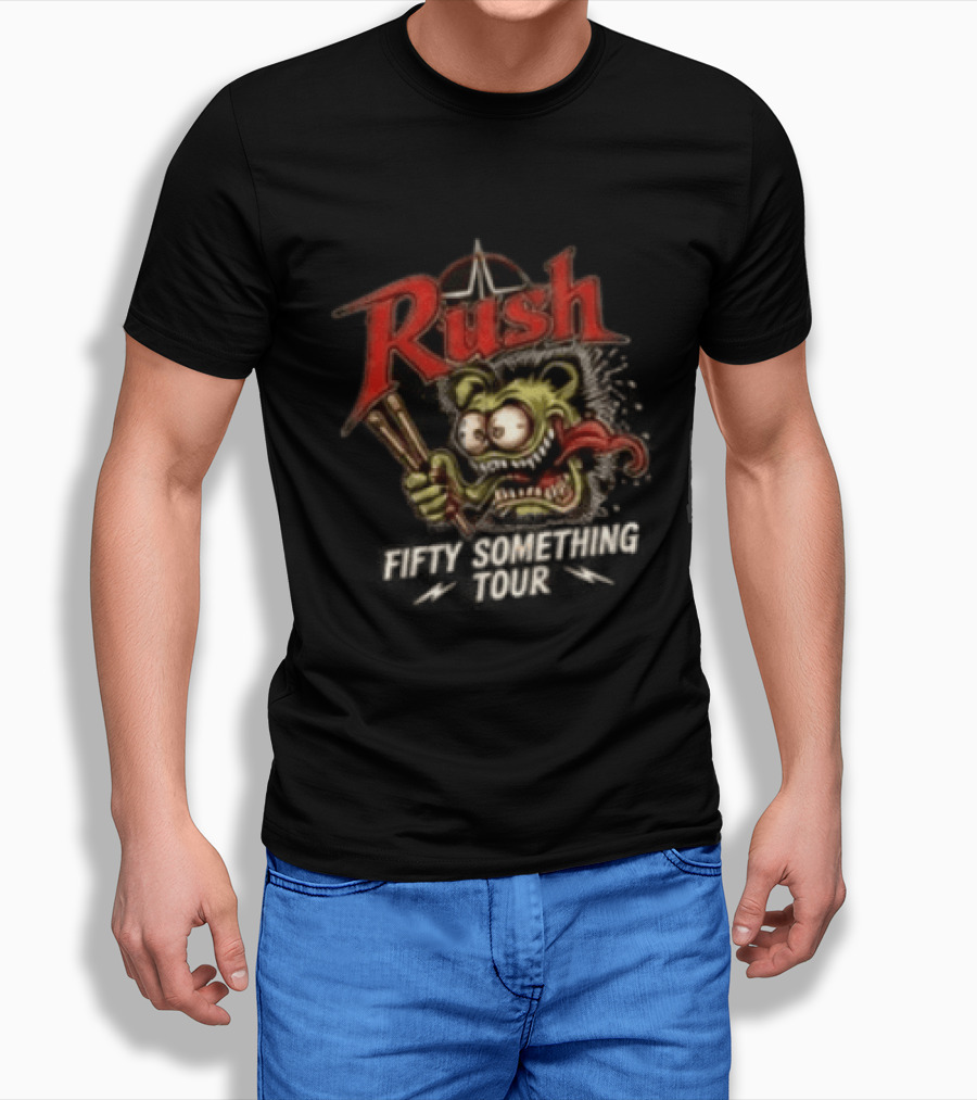 Rush Fifty Something Tour Monster Holding Drumsticks T-Shirt