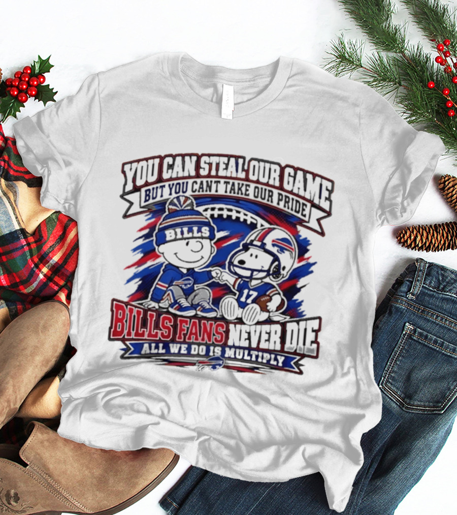 Buffalo Bills Fans Steal Game Pride Snoopy Never Die Multiply T-Shirt