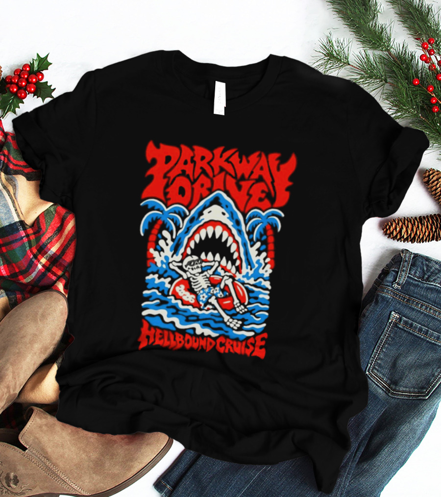 Parkway Drive Hellbound Cruise 2026 Metalcore Shark Palm Trees T-Shirt