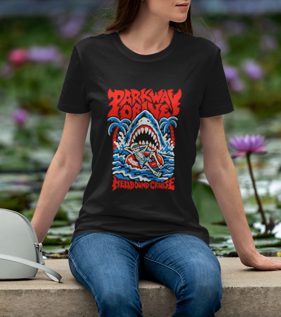 Parkway Drive Hellbound Cruise 2026 Metalcore Shark Palm Trees T-Shirt