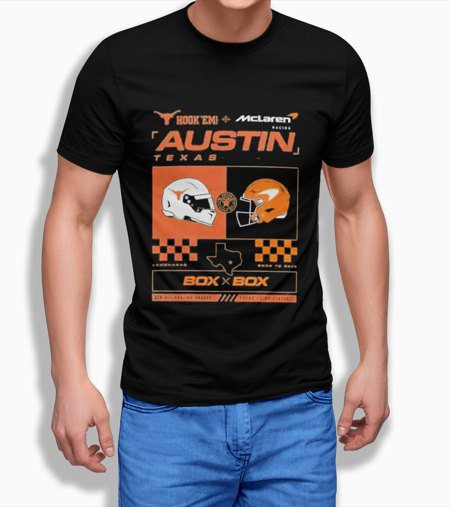 Hook 'Em McLaren Racing Austin Texas Head To Head Box X Box T-Shirt