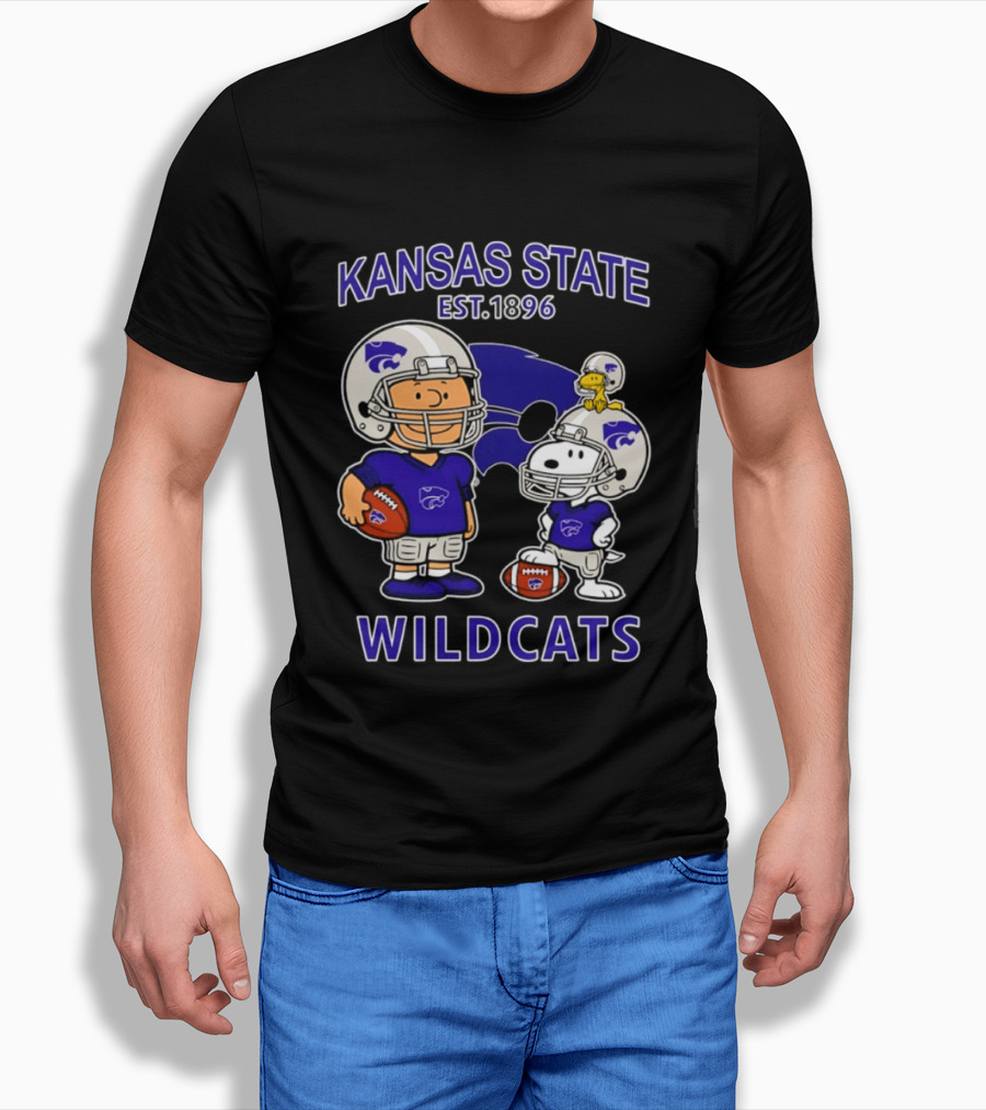 Kansas State Wildcats Snoopy Charlie Brown Football Est 1896 T-Shirt