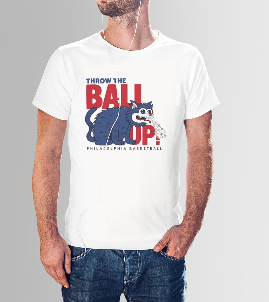 Philadelphia Basketball Throw The Ball Up Cat T-Shirt