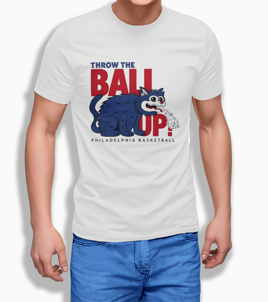 Philadelphia Basketball Throw The Ball Up Cat T-Shirt