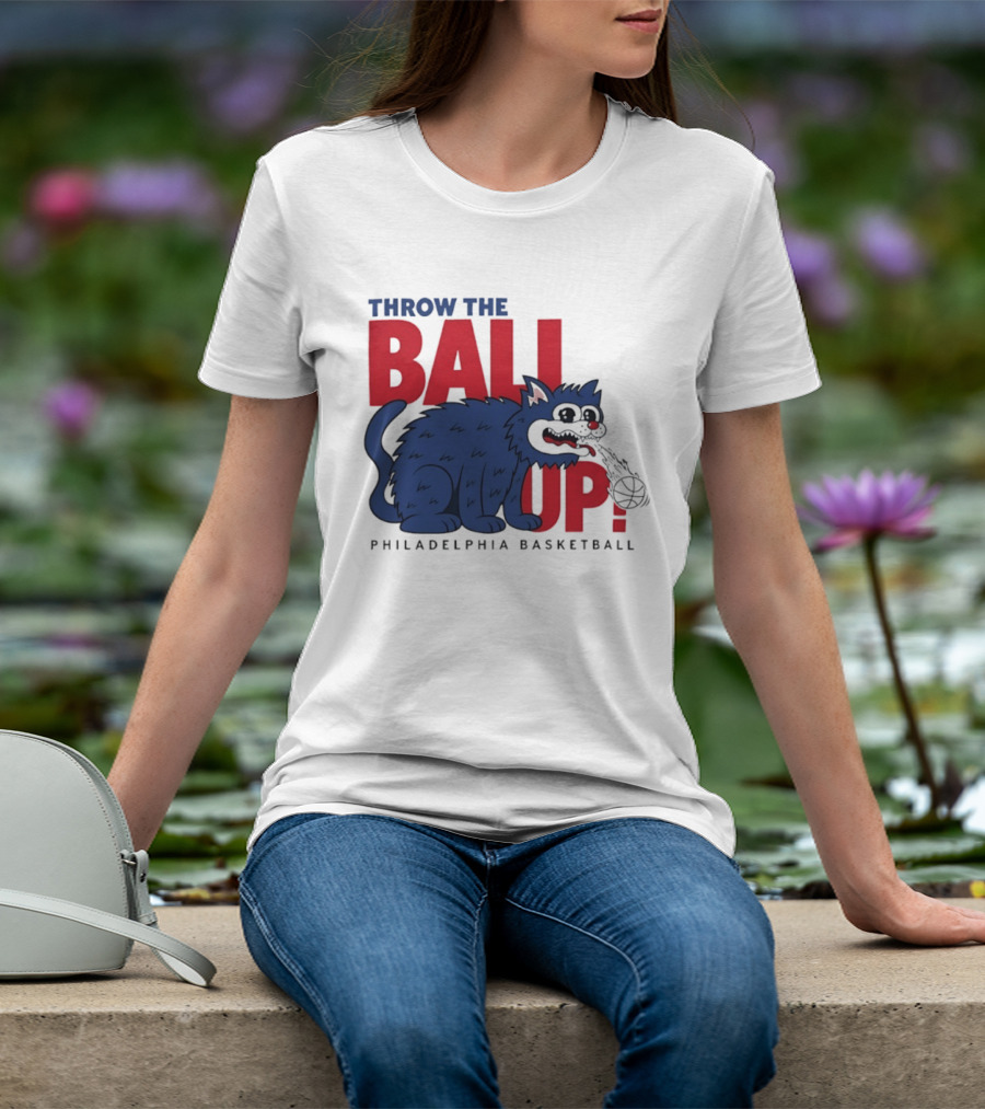 Philadelphia Basketball Throw The Ball Up Cat T-Shirt