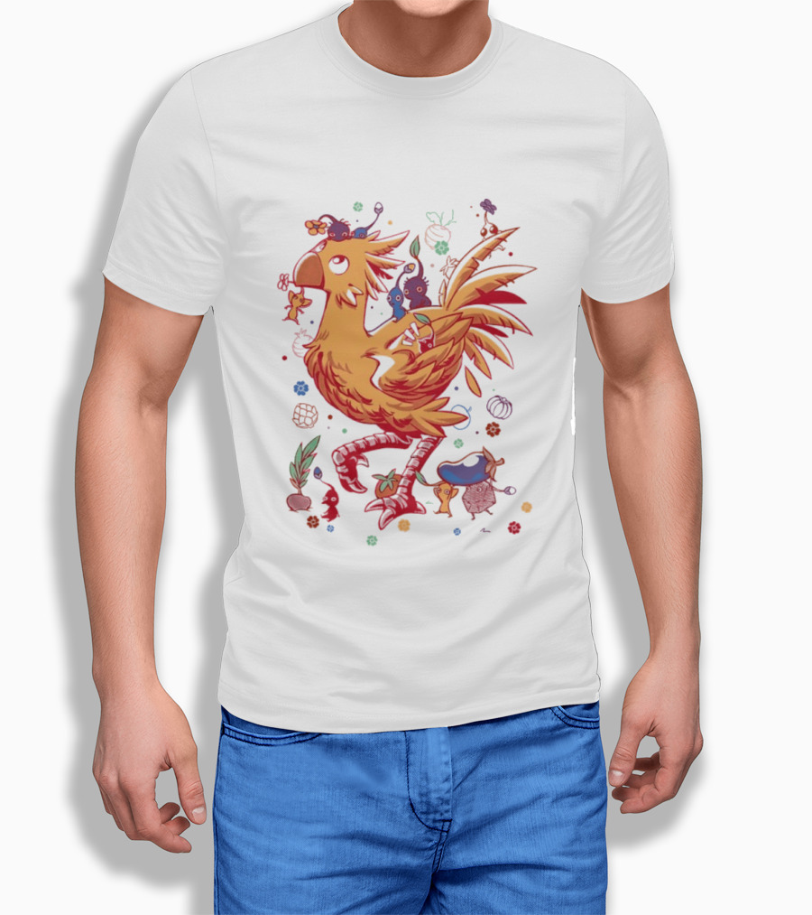 Pikmin Chocobo A Budding Friendship Cartoon Vibrant Creature Characters T-Shirt