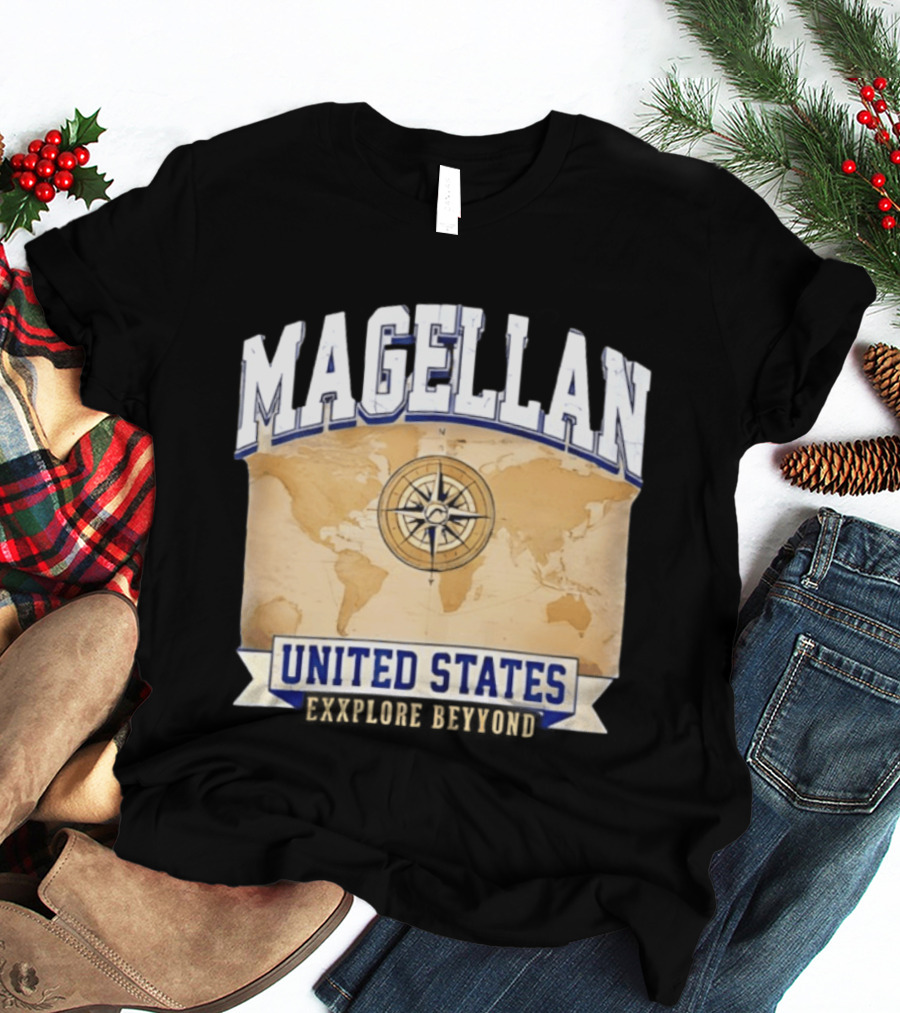Magellan United States Compass Explore Beyond World Map T-Shirt