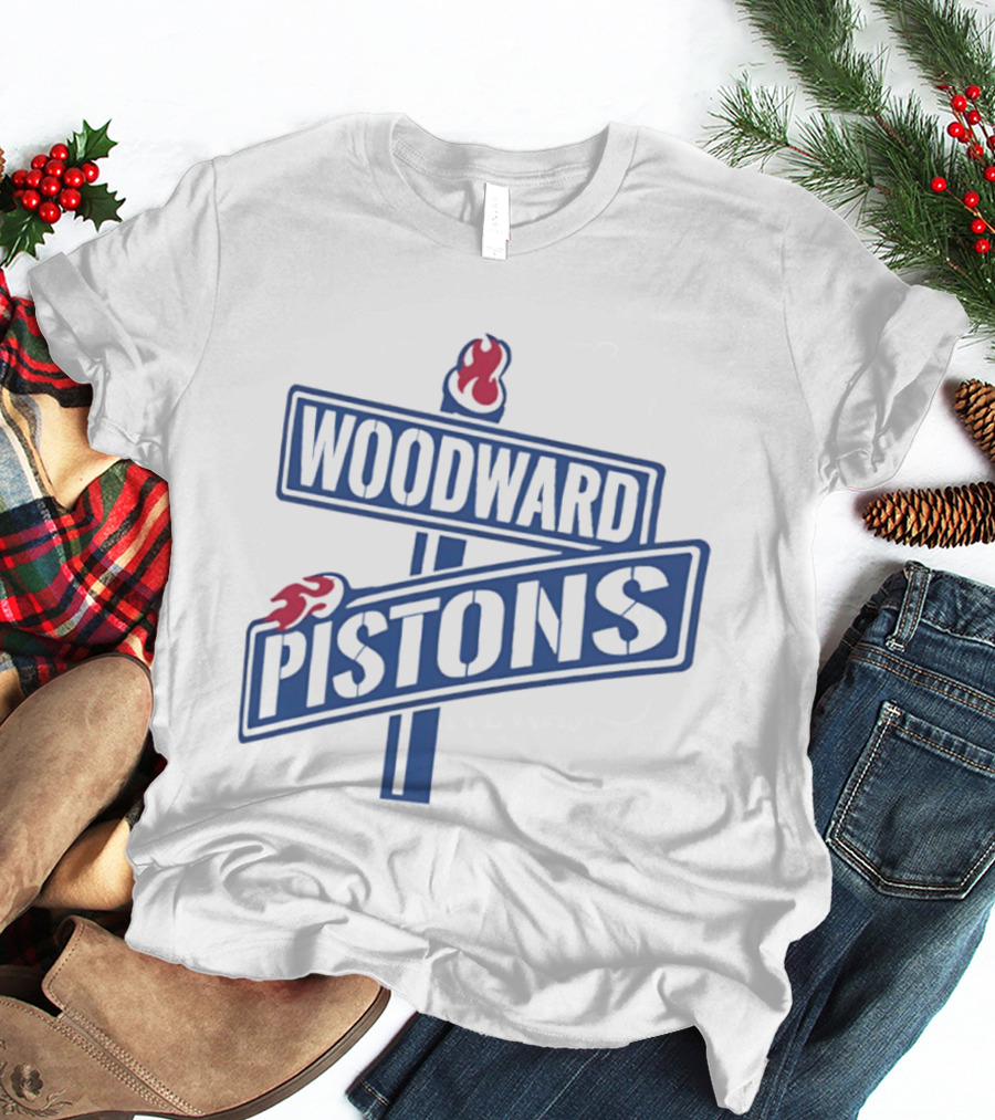 Woodward Pistons Detroit Basketball Team Wordmark T-Shirt