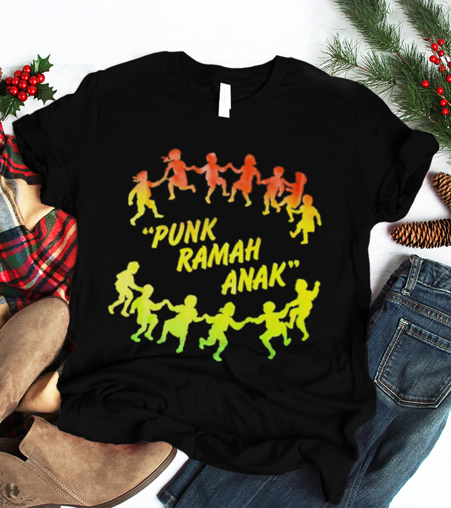 Punk Ramah Anak Rainbow Children Dancing Circle T-Shirt