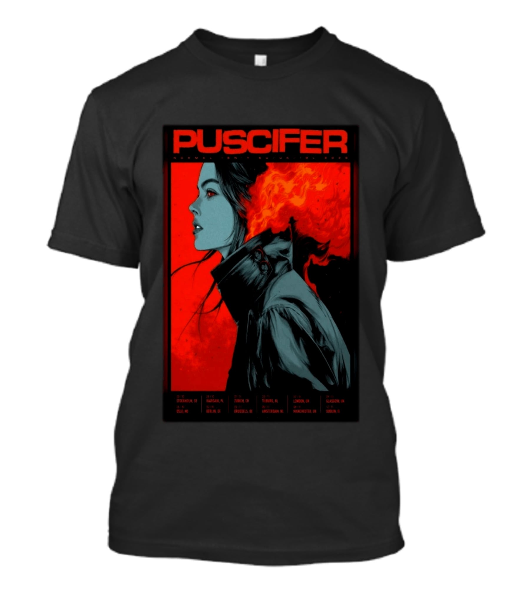 Puscifer Normal Isn't Tour 2026 Europe UK Ireland Stockholm Glasgow London Berlin Amsterdam Concert Limited Edition T-Shirt