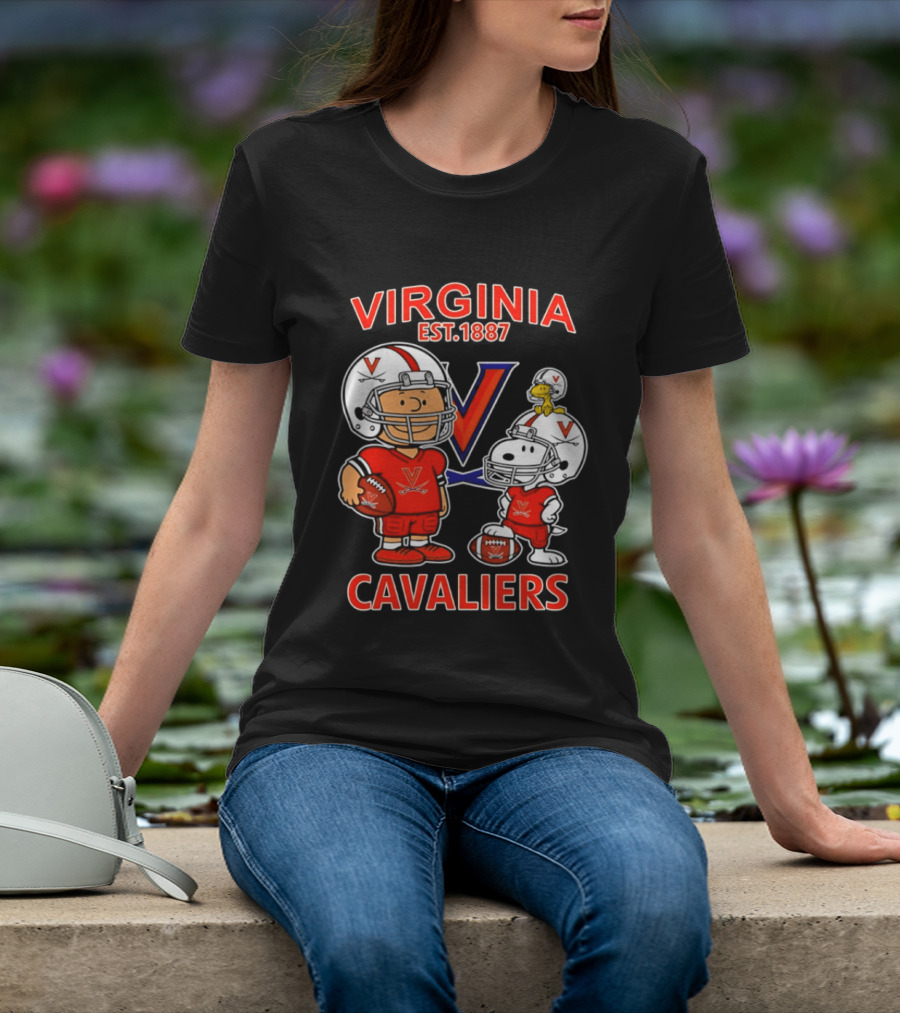 Virginia Cavaliers Snoopy And Charlie Brown Football EST 1887 T-Shirt
