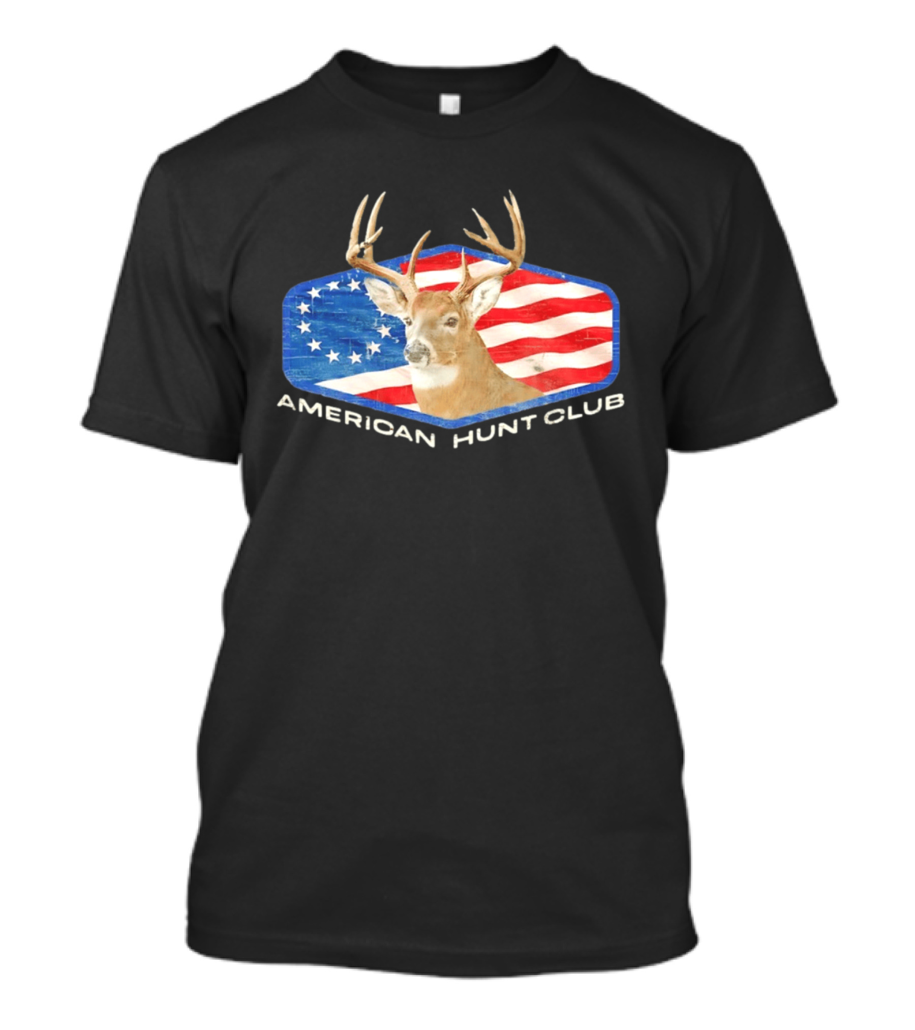 American Hunt Club Whitetail Deer Flag USA T-Shirt