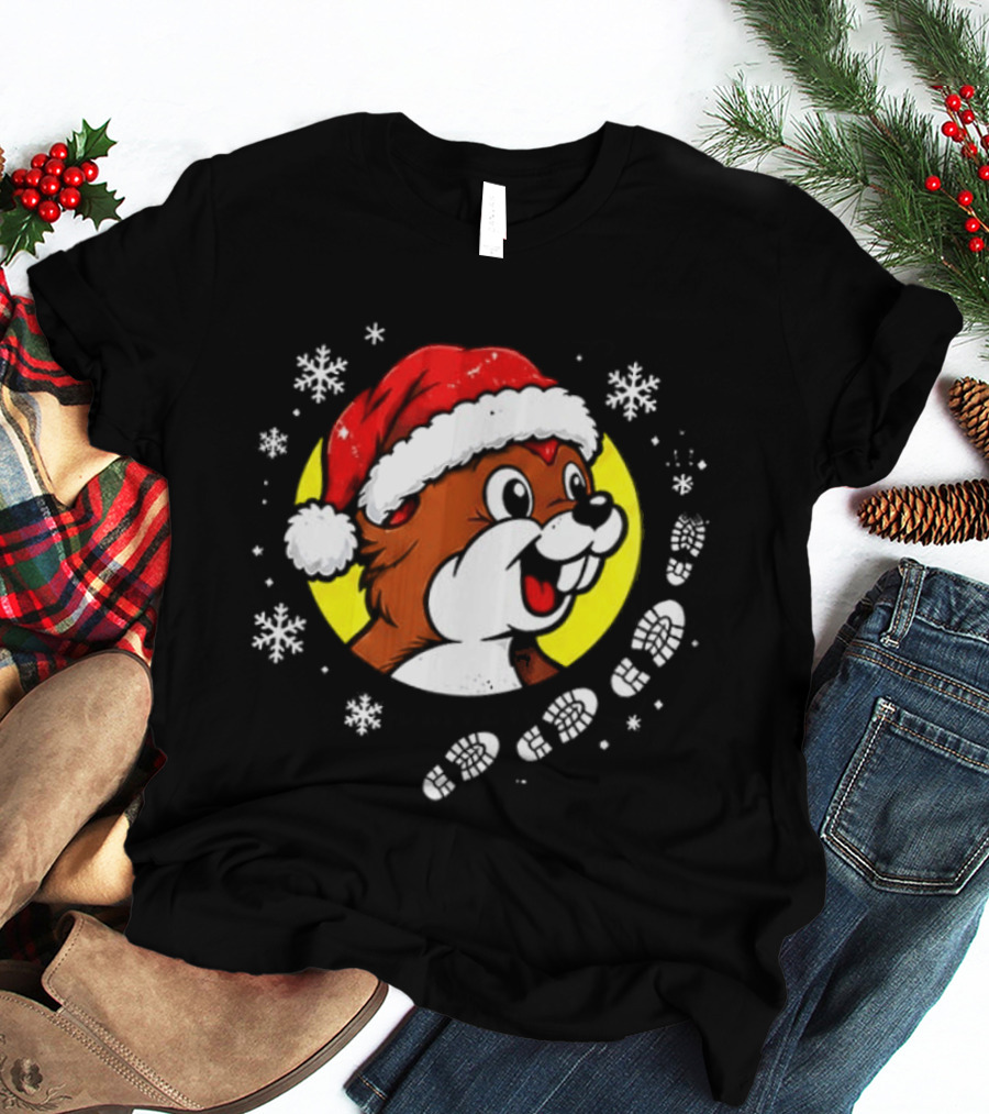 Buc Ee's X Santa's Favorite Stop Christmas Gas Station Scene 2026 Two Sided T-Shirt