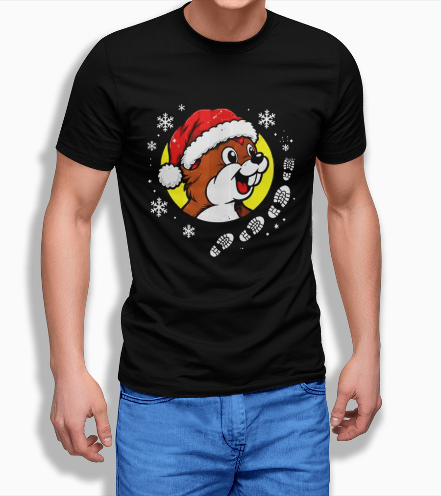 Buc Ee's X Santa's Favorite Stop Christmas Gas Station Scene 2026 Two Sided T-Shirt