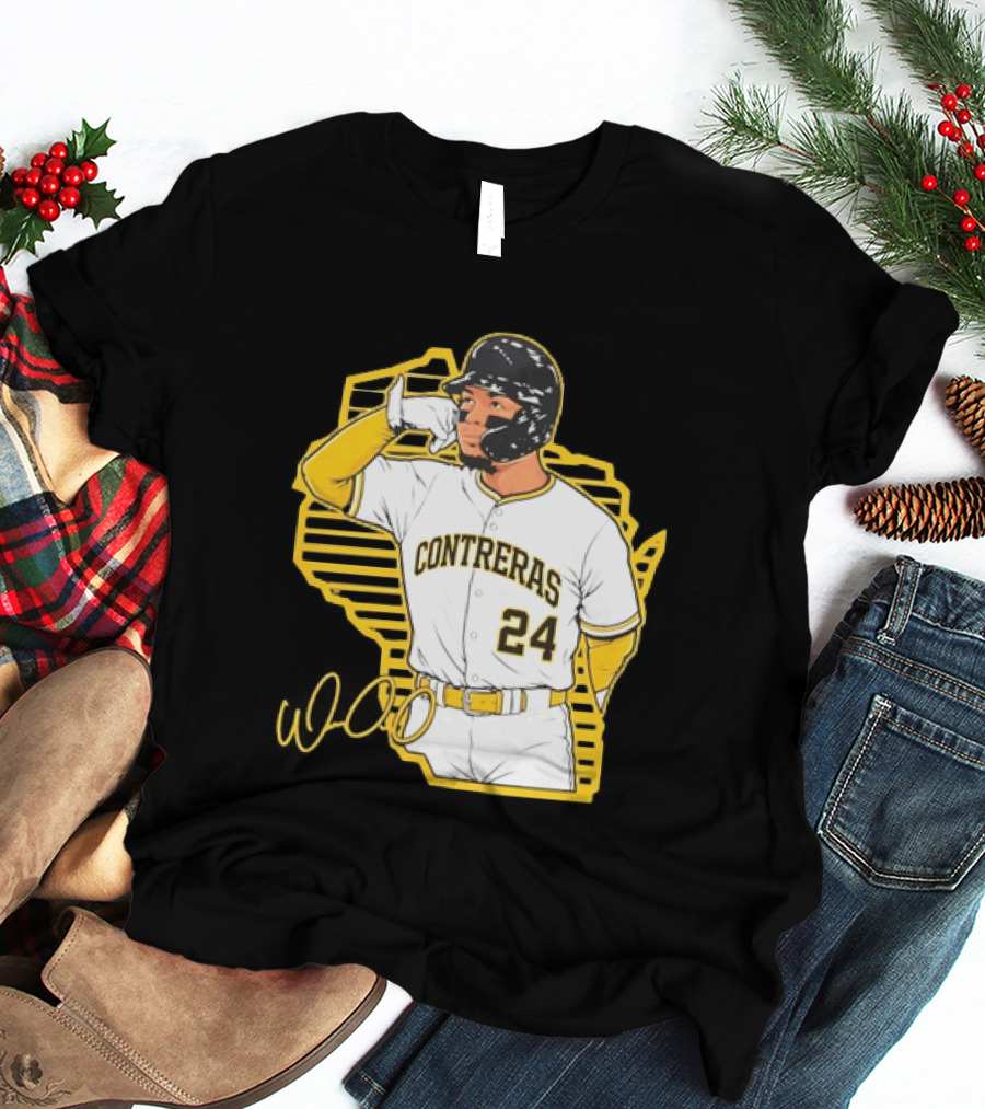 Milwaukee Brewers William Contreras 24 Baseball Gesture Iconic Pose T-Shirt