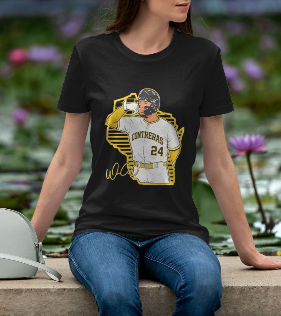 Milwaukee Brewers William Contreras 24 Baseball Gesture Iconic Pose T-Shirt