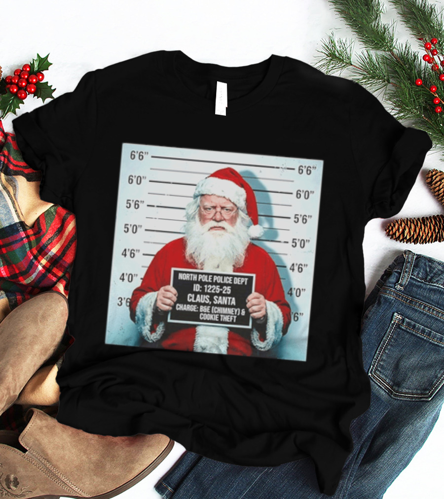 North Pole Police Dept Santa Claus Shot Christmas Cookie Theft T-Shirt