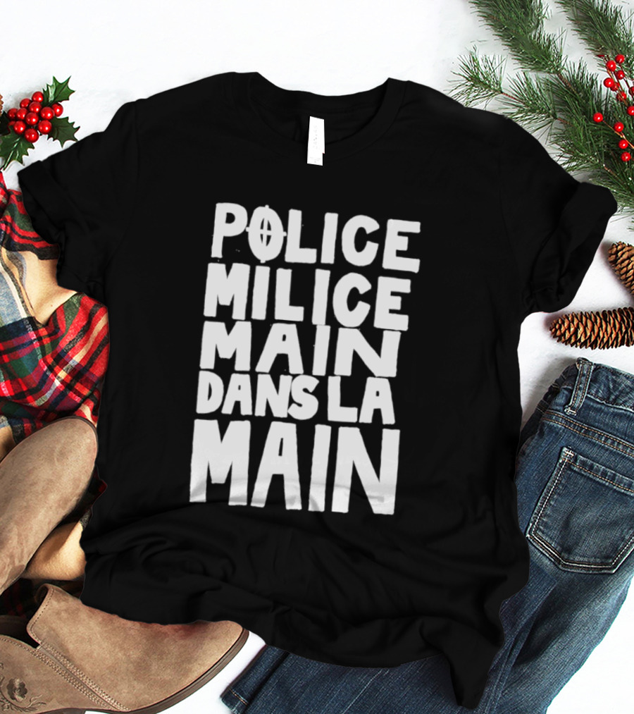 Police Milice Main Dans La Main Bloc T-Shirt
