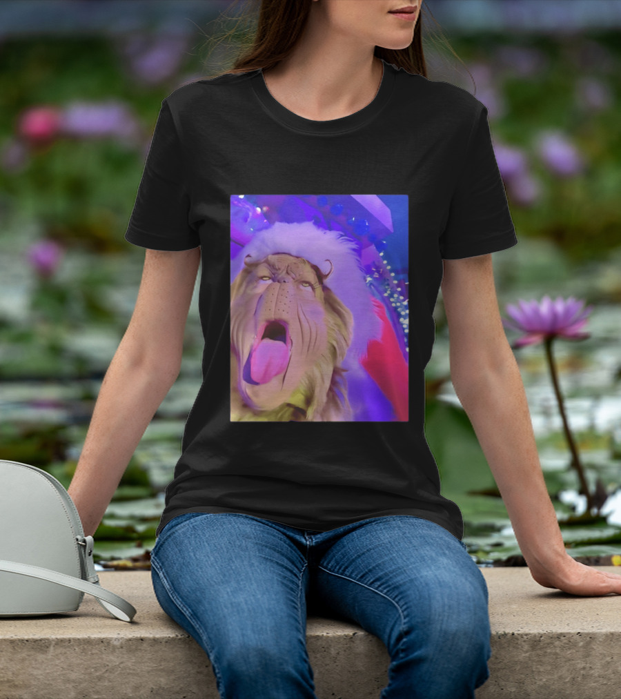 Grinch Santa Hat Funny Tongue Out Meme Christmas T-Shirt