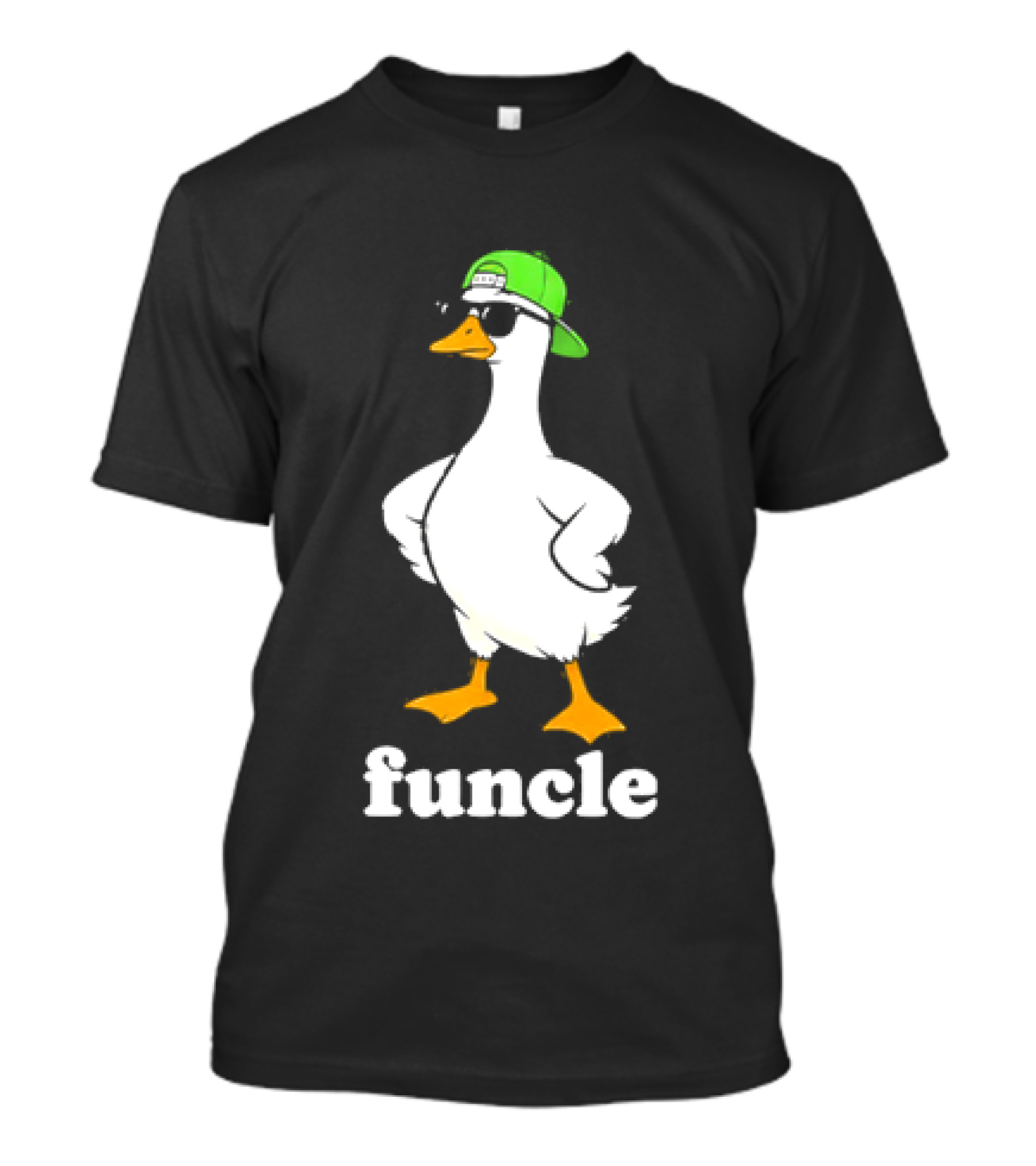 Goose Funcle Humorous Duck With Green Cap And Sunglasses T-Shirt
