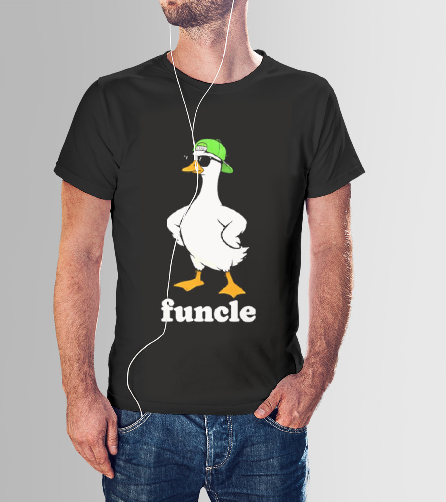Goose Funcle Humorous Duck With Green Cap And Sunglasses T-Shirt
