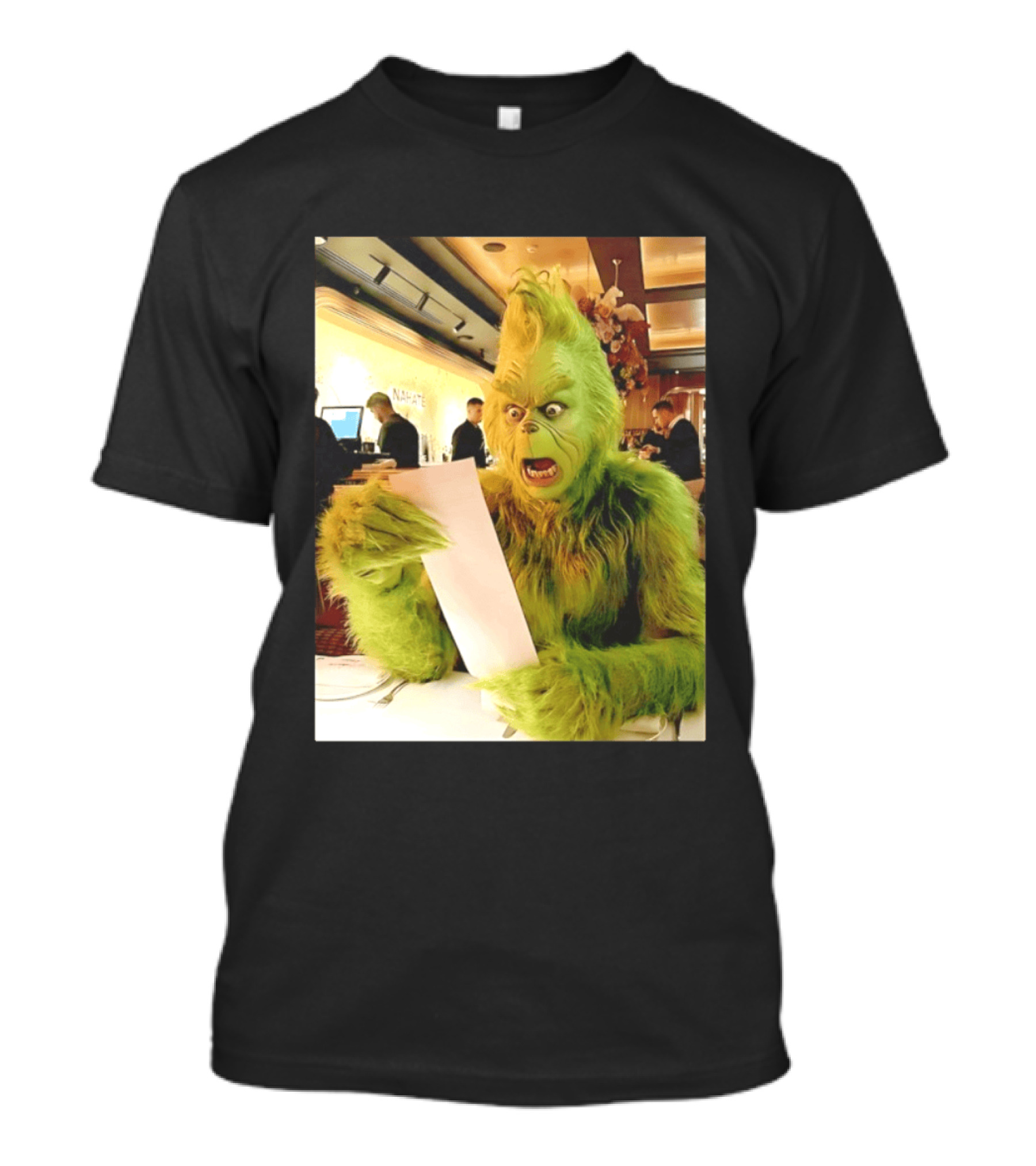 Grinch Shocked By Restaurant Bill Meme Christmas Humor T-Shirt