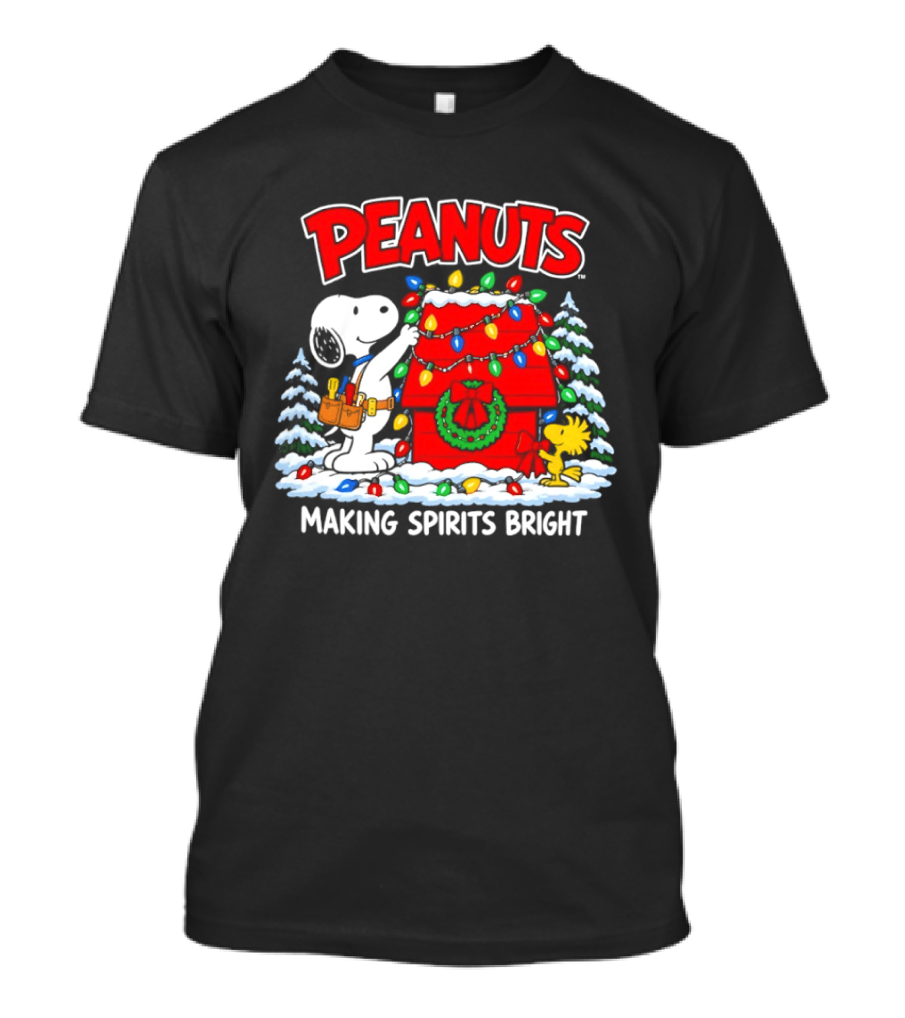 Peanuts Snoopy Making Spirits Bright Christmas Holiday T-Shirt