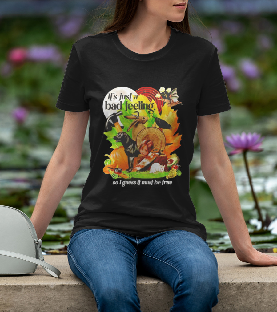 It's Just A Bad Feeling Deer Black Dog Autumn Leaves T-Shirt