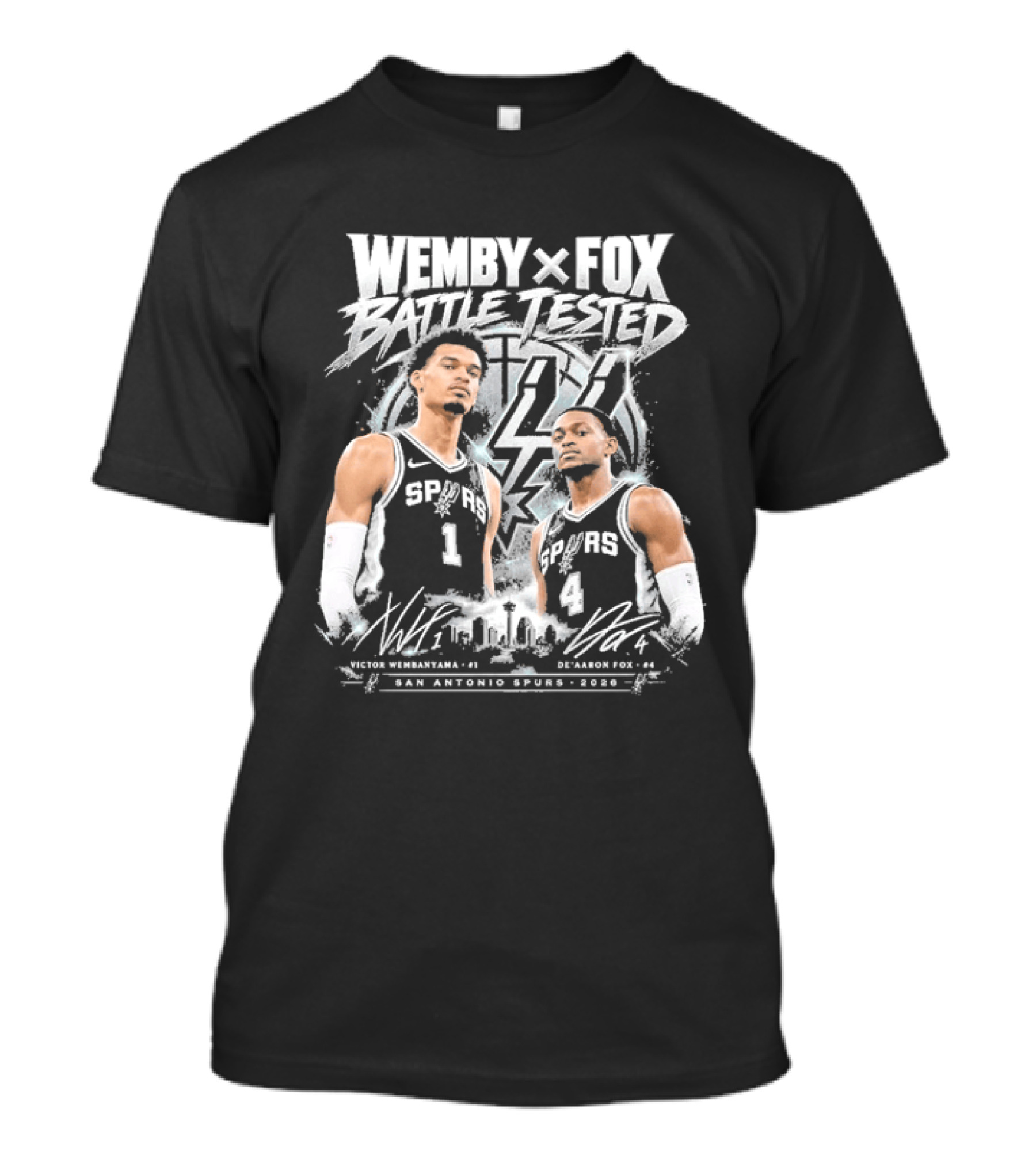 Victor Wembanyama De'Aaron Fox Spurs Battle Tested 2026 Wemby X Fox T-Shirt