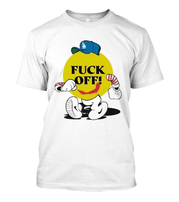 Los Angeles Dodgers Hat Smiley Face Fuck Off T-Shirt