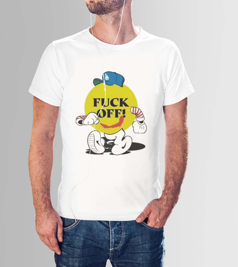Los Angeles Dodgers Hat Smiley Face Fuck Off T-Shirt
