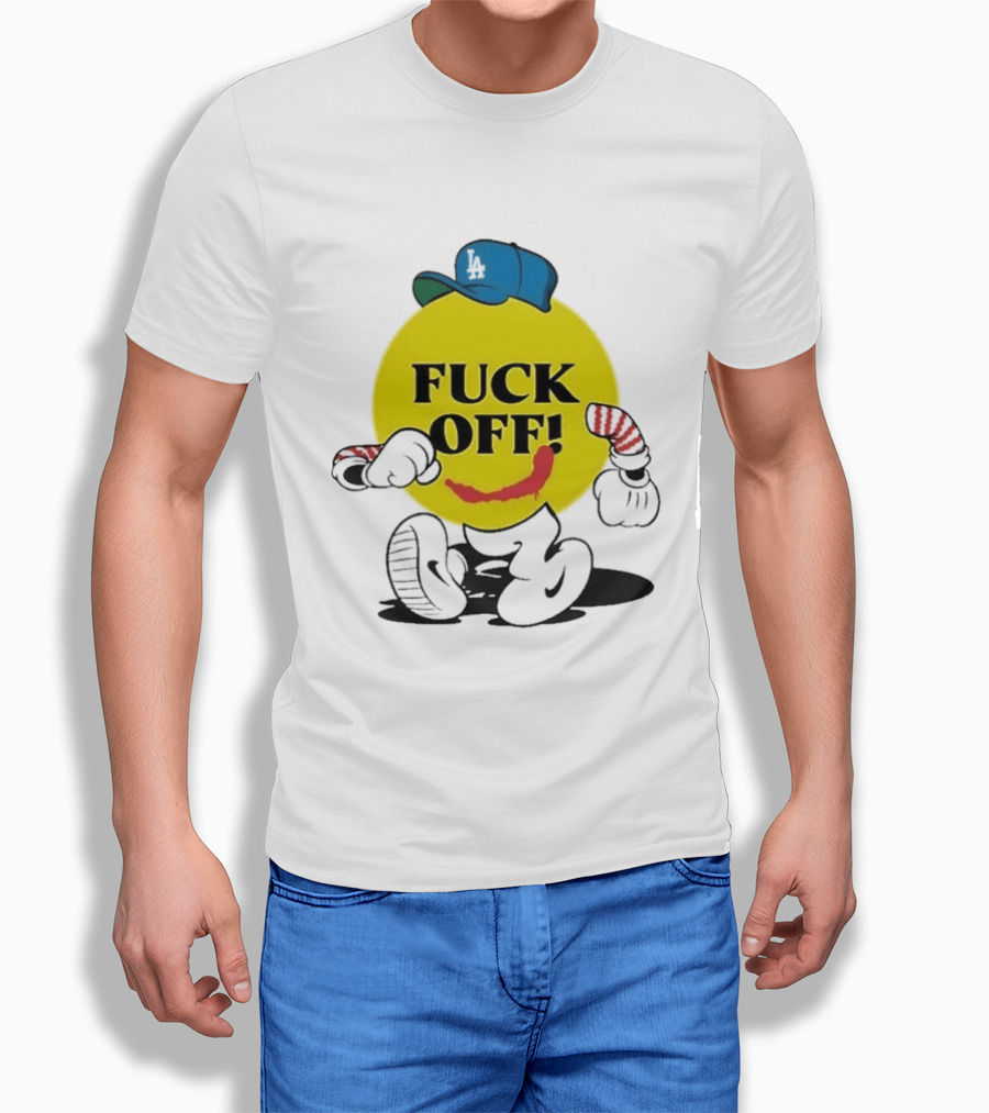 Los Angeles Dodgers Hat Smiley Face Fuck Off T-Shirt