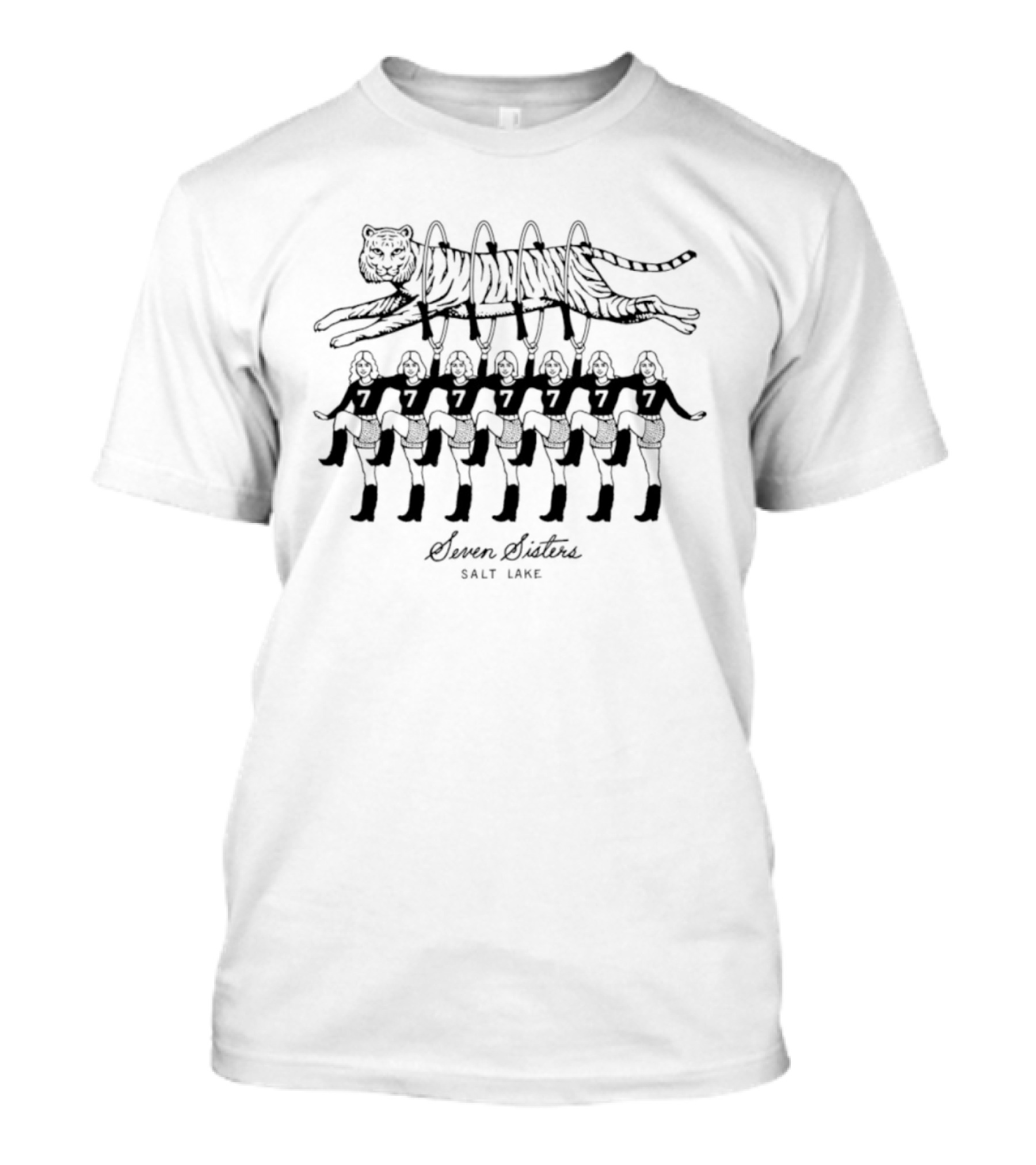 Seven Sisters Salt Lake Tiger Circus Jumping Tiger Over Performers T-Shirt