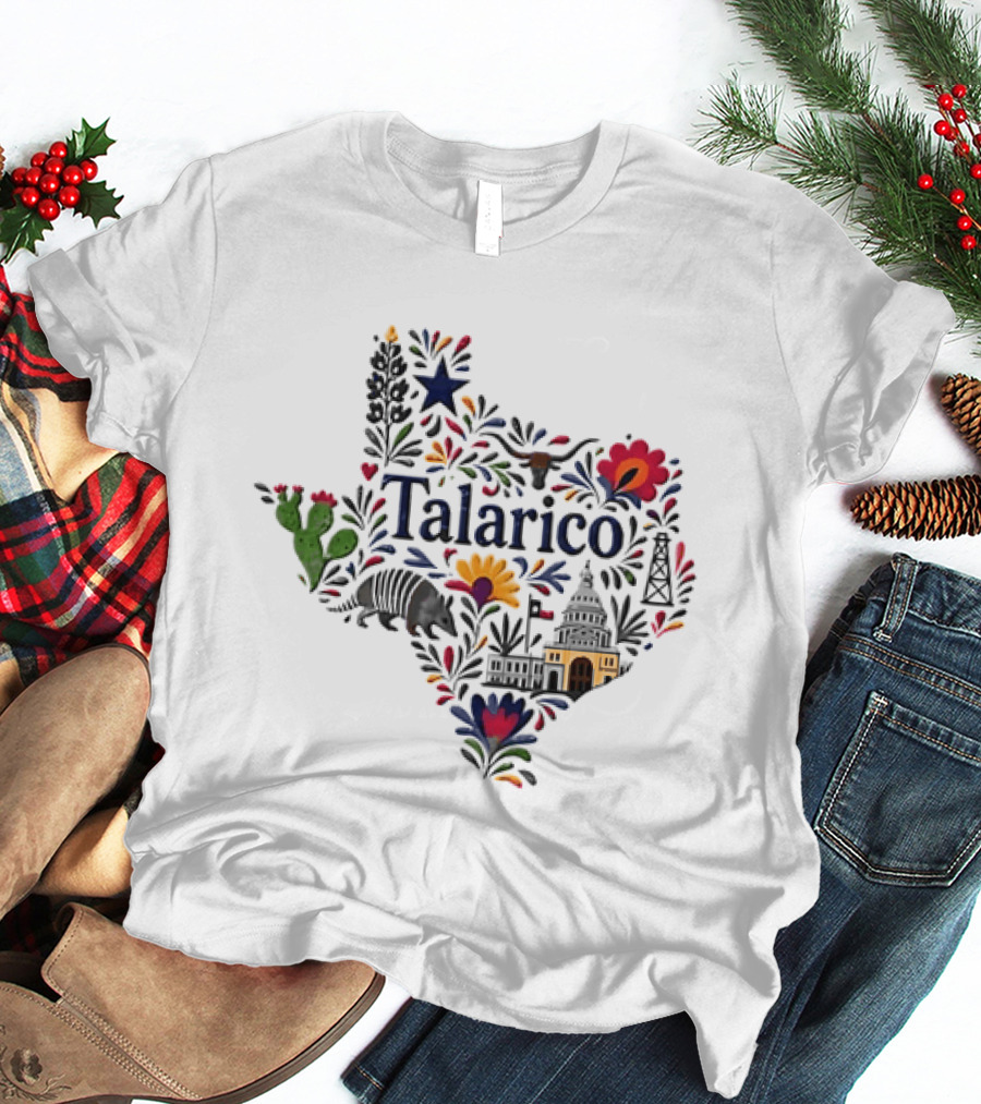 Talarico Texas State Floral Map Capitol Cactus Oil Rig T-Shirt