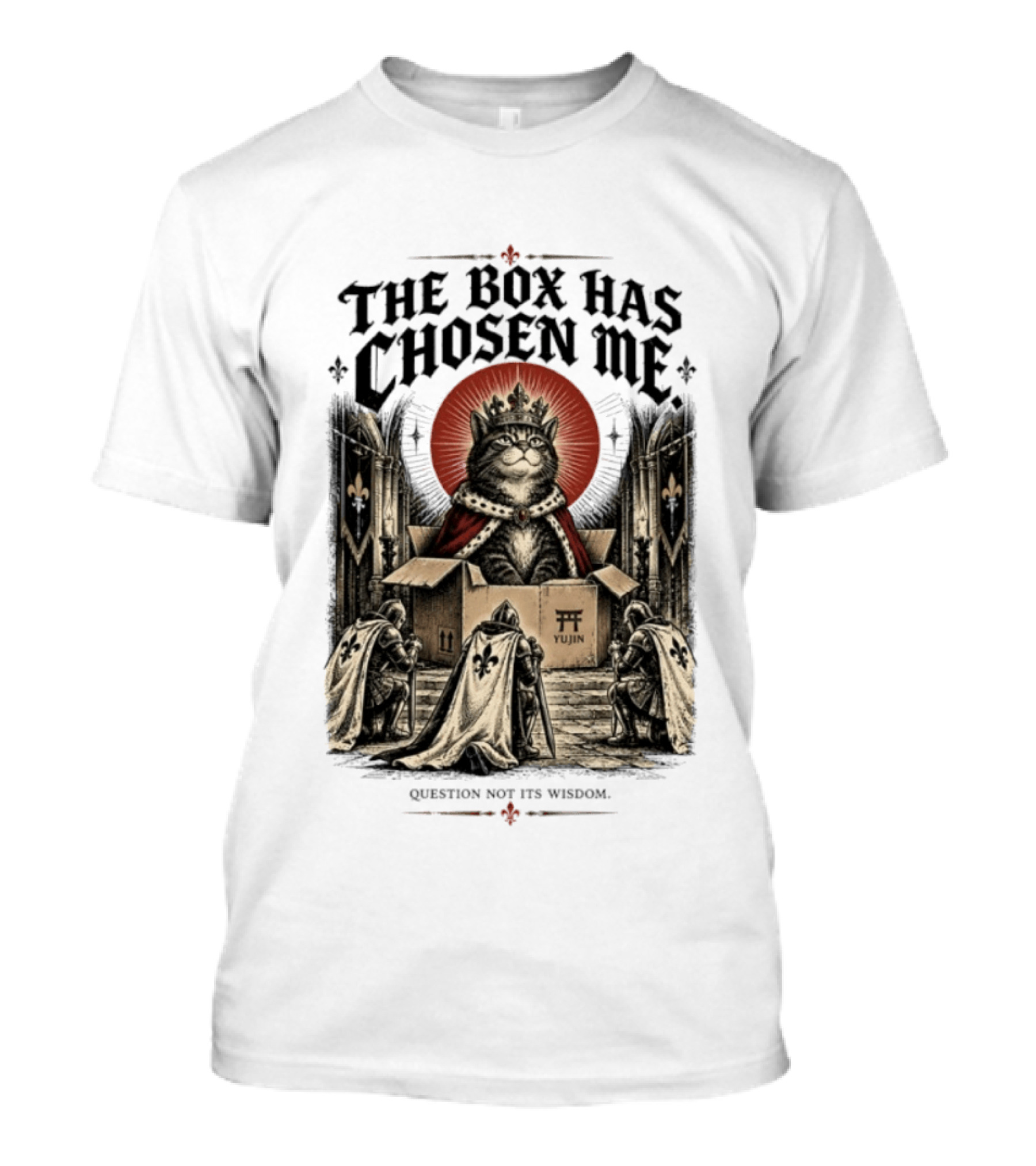 The Box Has Chosen Me Cat Yujin Question Not Its Wisdom Medieval Knights T-Shirt