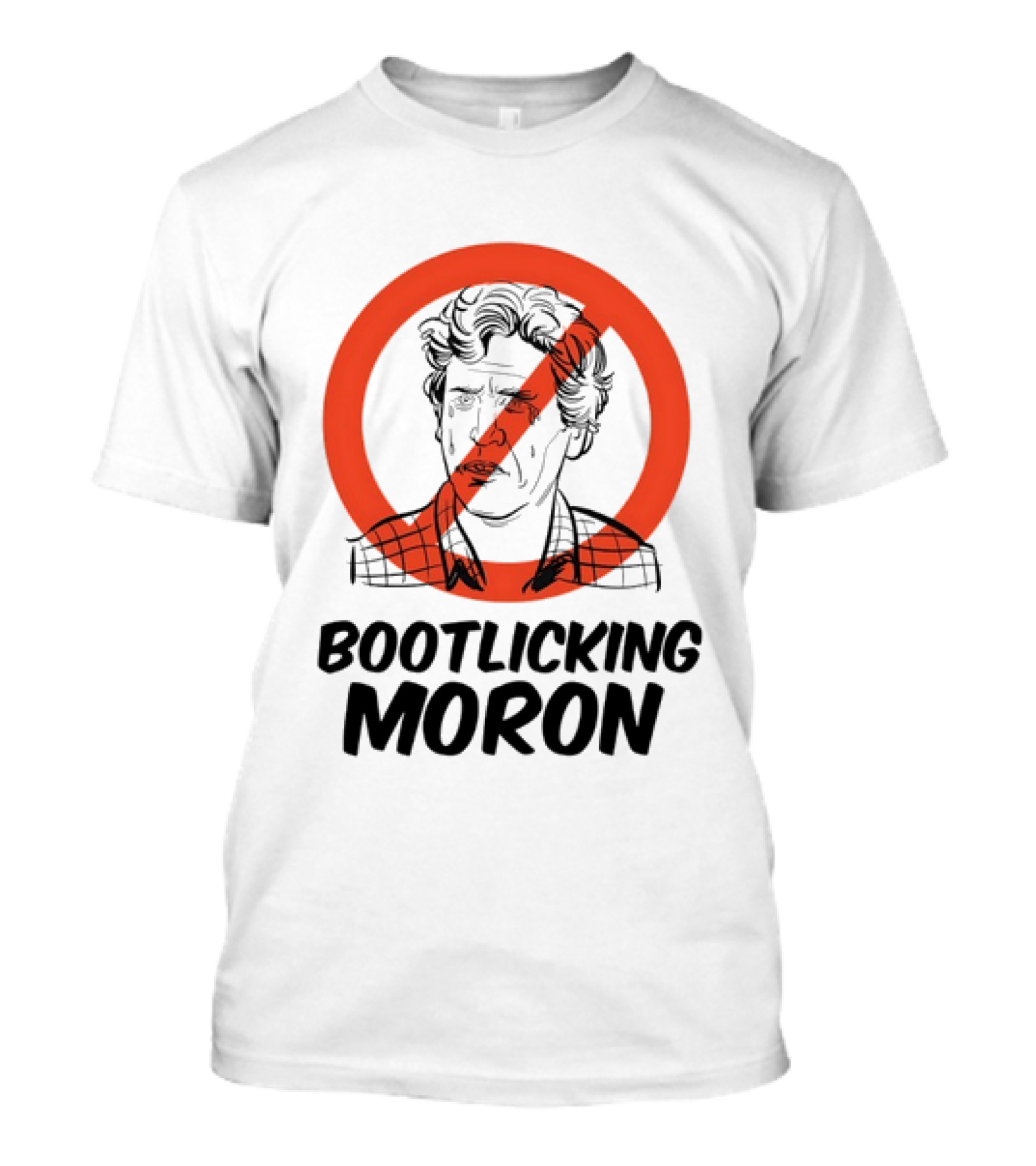 Tucker Carlson Bootlicking Moron Red Circle Cross T-Shirt