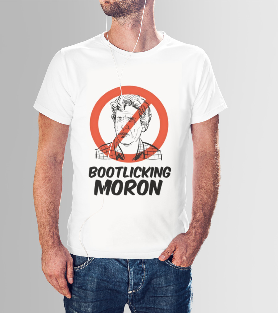 Tucker Carlson Bootlicking Moron Red Circle Cross T-Shirt