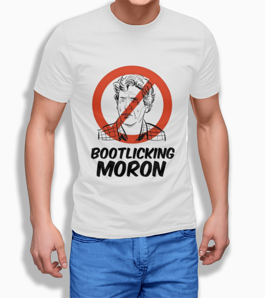 Tucker Carlson Bootlicking Moron Red Circle Cross T-Shirt