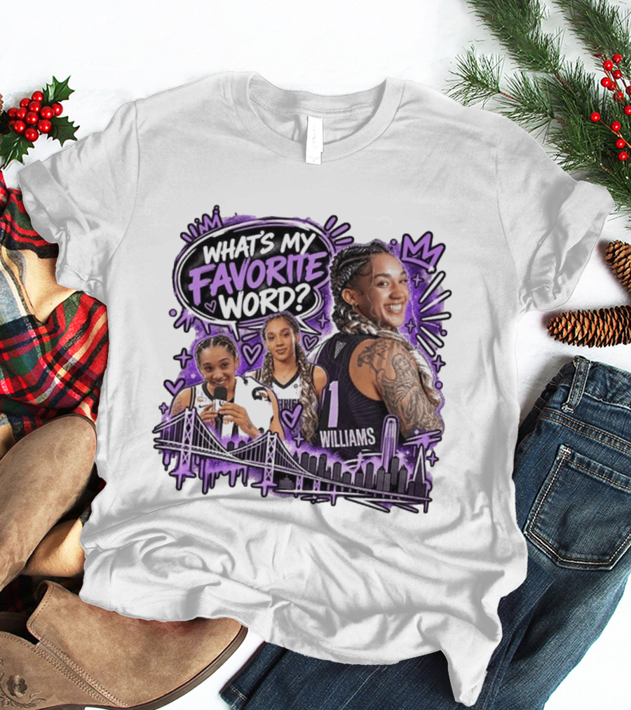 What's My Favorite Word Gabby Williams Number 1 Basketball City Skyline T-Shirt