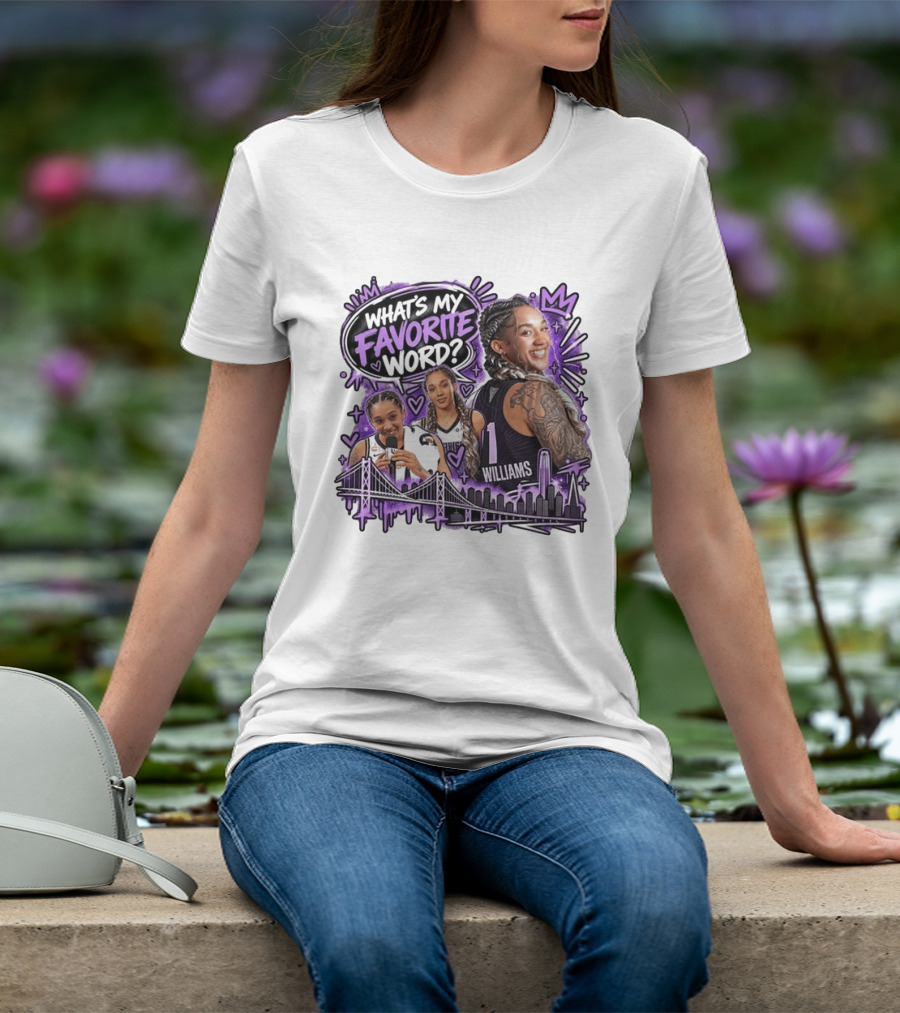 What's My Favorite Word Gabby Williams Number 1 Basketball City Skyline T-Shirt
