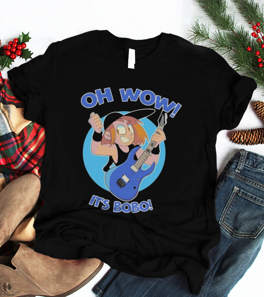 Oh Wow It's Bobo Alestorm Cartoon Character With Electric Guitar T-Shirt