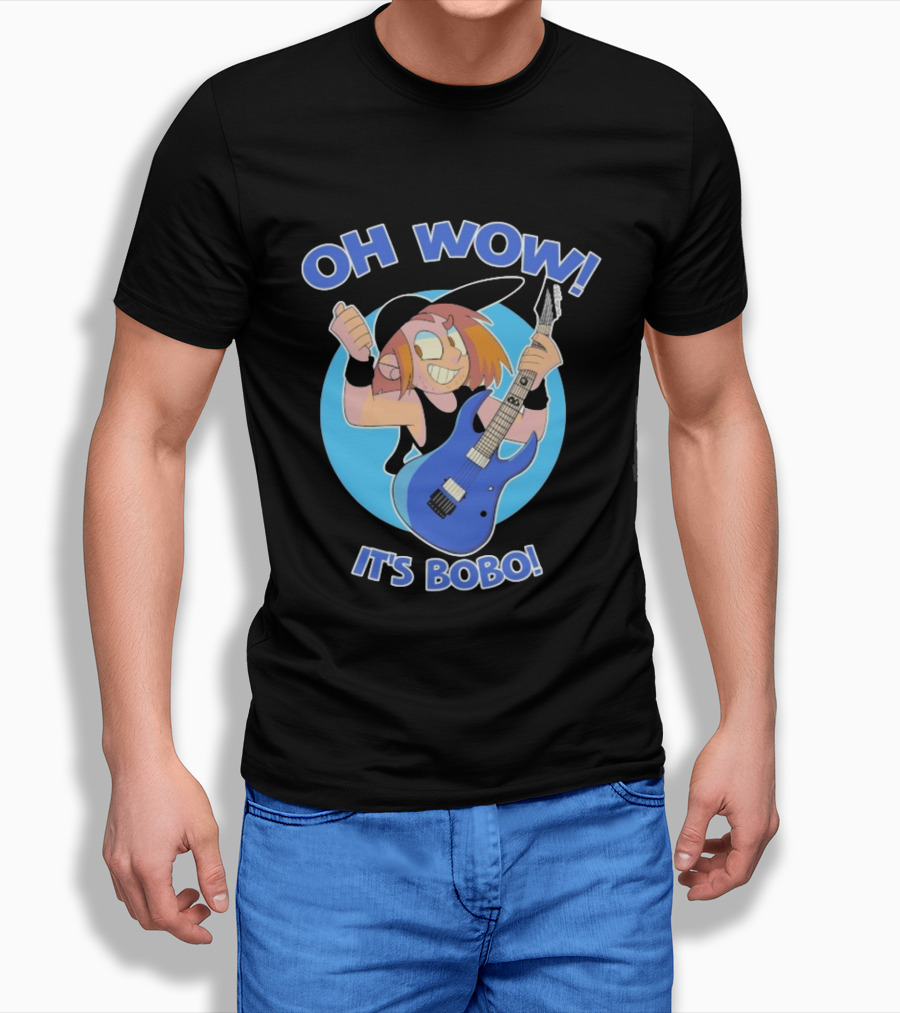 Oh Wow It's Bobo Alestorm Cartoon Character With Electric Guitar T-Shirt